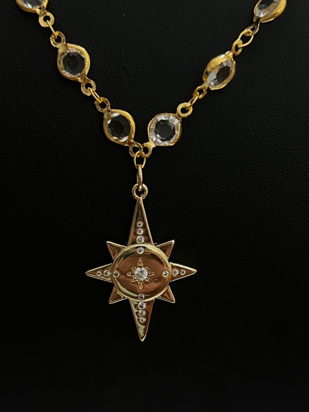 Diamond by the Yard Neclace with Gold and CZ Northern Star pendant OOAK